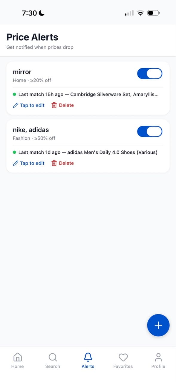 🔔 Smart price alerts